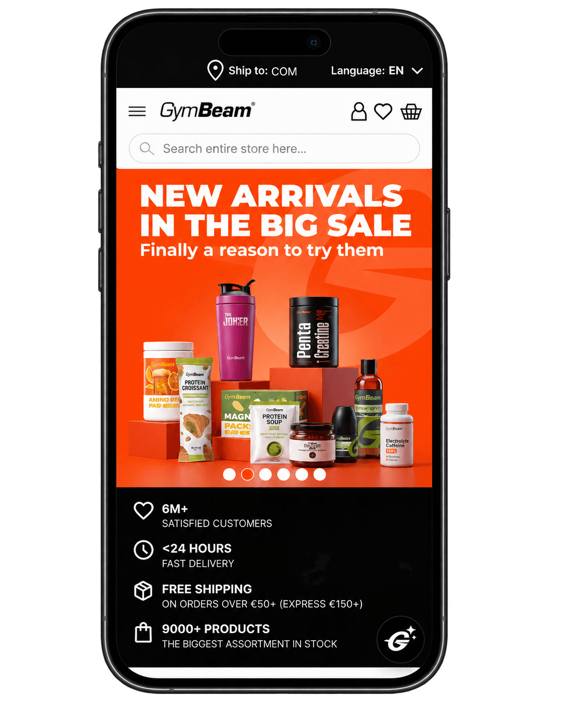 GymBeam mobile storefront